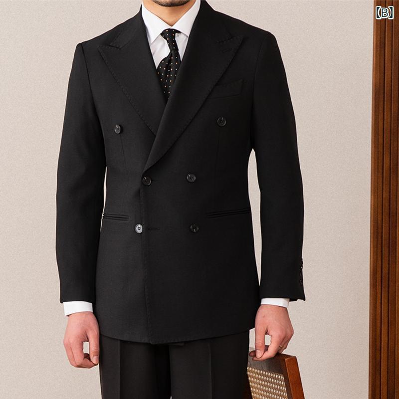 スーツ ジャケット パンツ メンズ おしゃれ スタイリッシュ 春 ブラウン ダブルブレスト イタリア ナポリ メンズ 大きめサイズ ダブルスリット