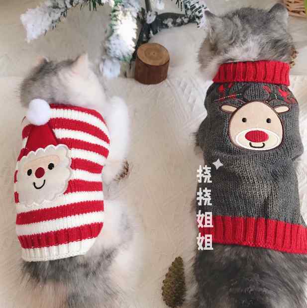 ペット品 洋服 ワンちゃん 猫ちゃん おしゃれファッション スクラッチ 猫 セーター クリスマス 衣装 ノースリーブ 暖かい 猫 犬 セーター 正月 英国 ショート かわいい 秋冬