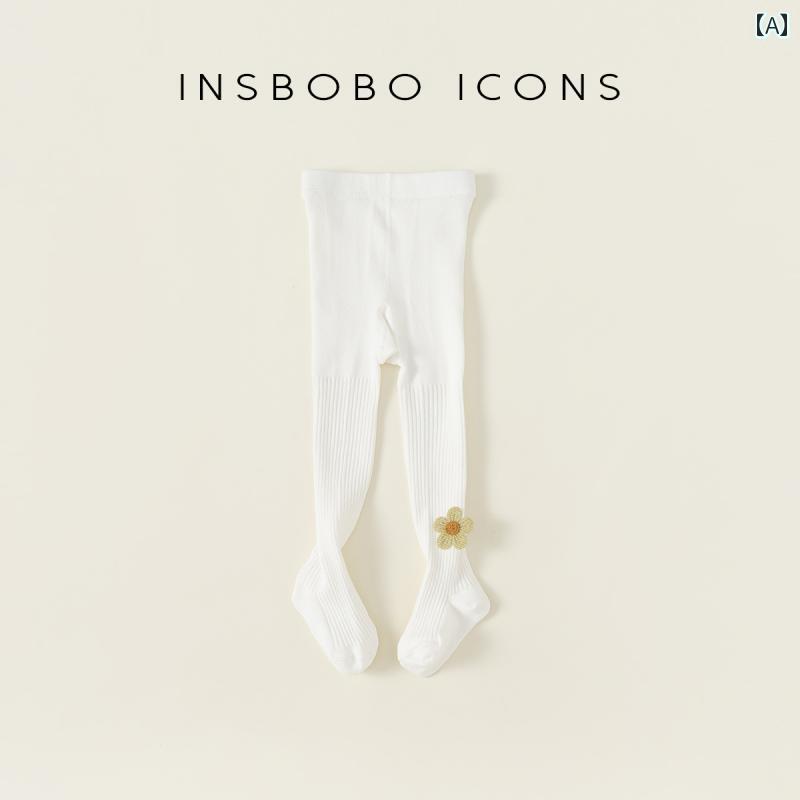 子供服 女の子 タイツ ストッキング 長靴下 春秋 女の子 韓国 春秋冬 花ワンポイント刺繍 幼児 乳児 キ..