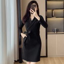 エステ 制服 ドレス フォーマル レディース Vネック 長袖 レースアップ ロングスカート 長袖 ワンステップスカート プルオーバー 夏 レディース おしゃれ シンプル