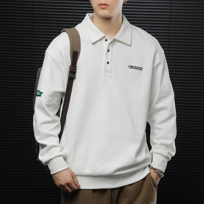 ポロシャツ カジュアル メンズ メンズ ファッション トップス 長袖 カジュアル スウェット トレーナー 春秋 プルオーバー ラウンドネック レジャー PオフィスO襟