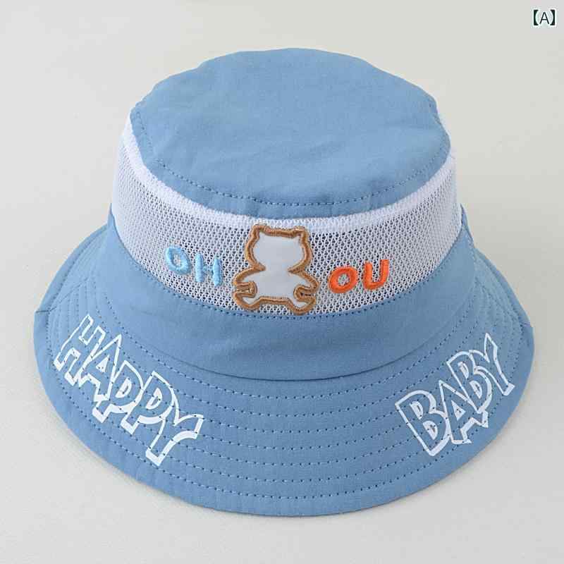 セキュアデポのサンハット キッズ ベビー 帽子 バケットハット かわいい 子供 日焼け防止 帽子 夏 薄手 メッシュ サンシェード フィッシャーマンハット 男の子 女の子 韓国 サンハット 頭囲4851CM｜アングル2