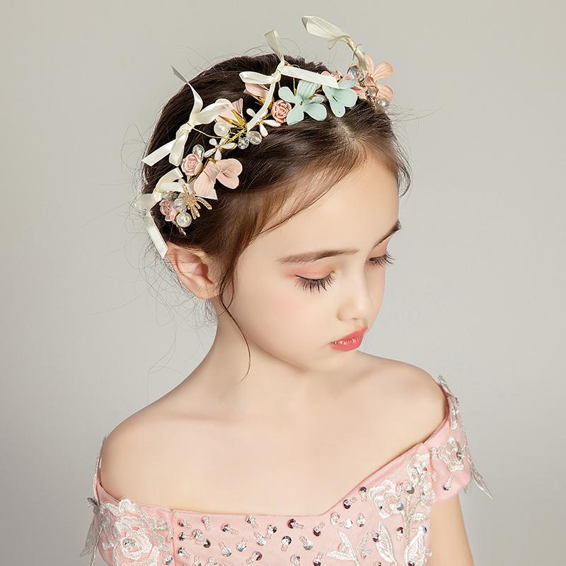 髪飾り かわいい 女の子 ヘアアクセサリー フラワーガール 頭飾り ガーランド キッズ 王冠 アクセサリー 子供 パフォーマンス 韓国 冠 カチューシャ 衣装 レディース