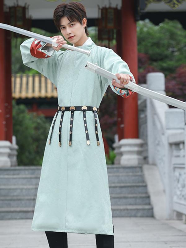 漢服 民族衣装 コスチューム メンズ 唐 丸 首 ローブ 長袖シャツ 武術 エレガント ウエスト ラウンドネック フェアリー レトロ 衣装 精神 学生 メンズ 春服 結婚式 丸襟
