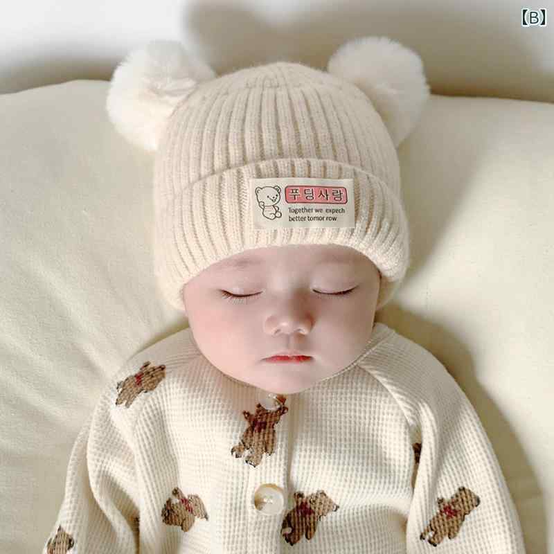 セキュアデポのキッズ ベビー 帽子 秋冬 ベビー 帽子 暖かい て かわいい メンズ レディースの子兼 かわいい 新生児 帽子 毛糸 帽子 ニット帽｜アングル3