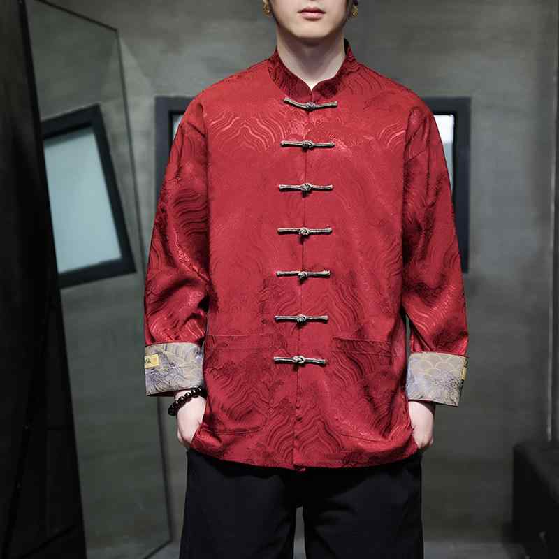 チャイニーズ メンズ ファッション トップス ジャケット シャツ レトロ スーツ チャイナ風 唐装 メンズ 漢服 カジュアル 長袖 紳士 春 メンズ