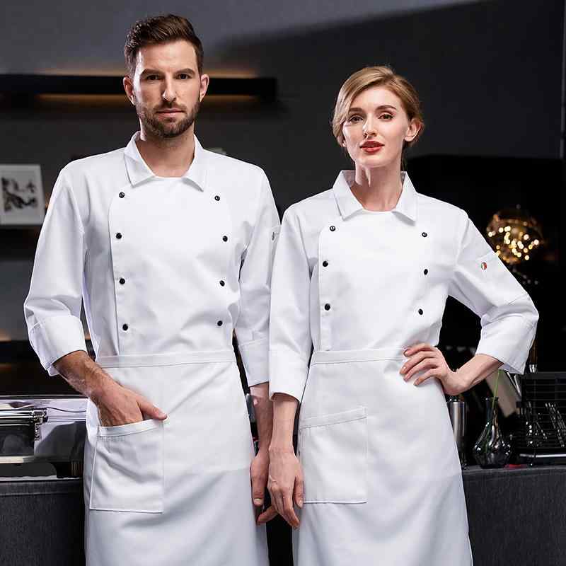 シャツ シェフ ユニフォーム 長袖 作業着 ケータリング グルメ メンズ 秋冬 ホテル レストラン キッチン ベーキング レディース