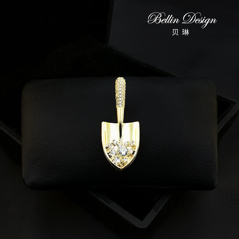 ブローチ マイニング ゴールド シャベル スーツ シンプル アクセサリー メンズ レディース スーツ コサージュ カーディガン 装飾 ジュエリー