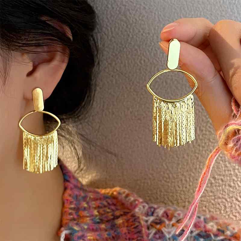 ピアス リアルゴールド 電気 メッキ チェーン タッセル ピアス クール シルバー ニードル オーバル アメリカ レディース レディース ファッション アクセサリー 装飾品 ジュエリー