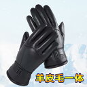 レザーグローブ おしゃれ シープスキン ファー オールインワン グローブ ユニセックス 冬 屋外 乗馬 ト 防風性 裏起毛 暖かい レザー 防雨性 暖かい 防寒...