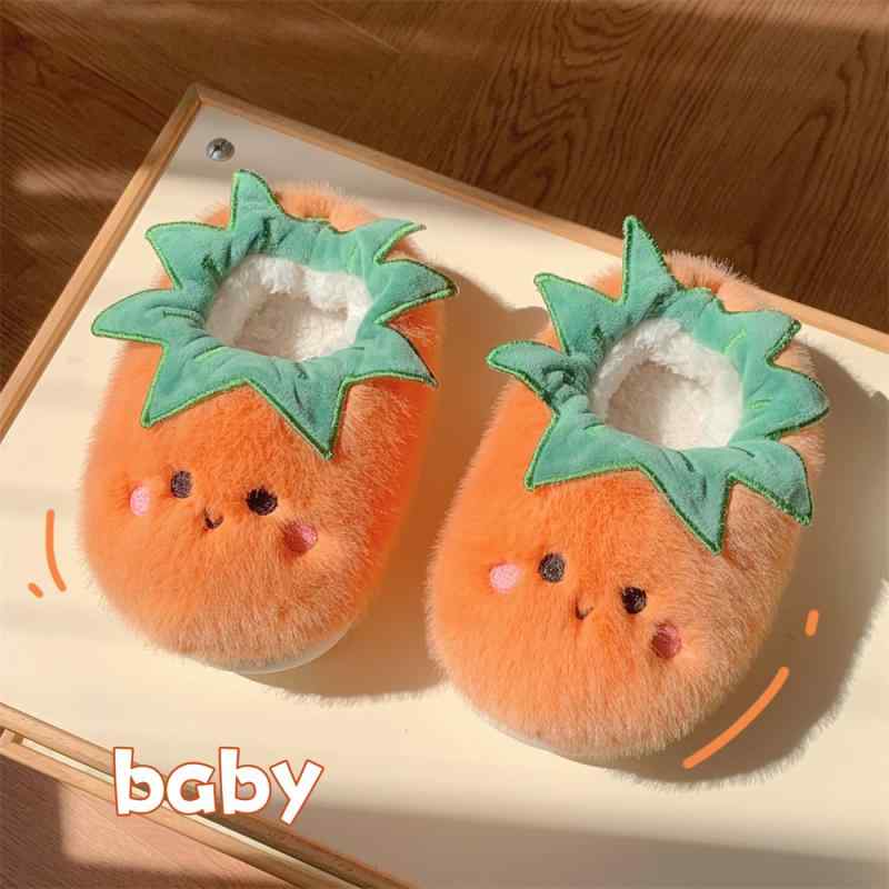 スリッパ ホームシューズ 冬 子供 親子 もこもこ かわいい 室内 野菜 コットン 保温性 滑りにくい 屋内..