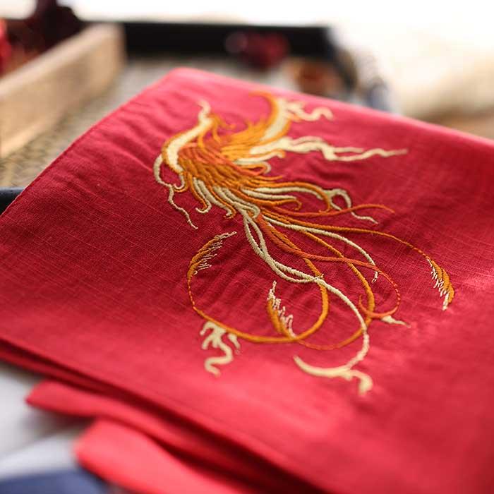 ハンカチ 刺繍 綿 レディース 結婚式 花嫁 婚約 伝統 中国風 鳳凰 レトロ 正方形 スカーフ スクエア フ..