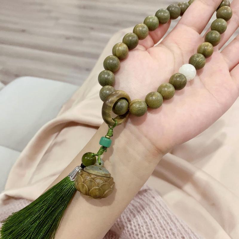 数珠 中国風 アクセサリー 装飾品 タッセル 指 巻き付けた 蓮の花袋 緑 サンダルウッド 手持ち ランニング リング ソフト ミルク 香り 仏陀 ビーズ レディース おもちゃ カップル ブレスレット