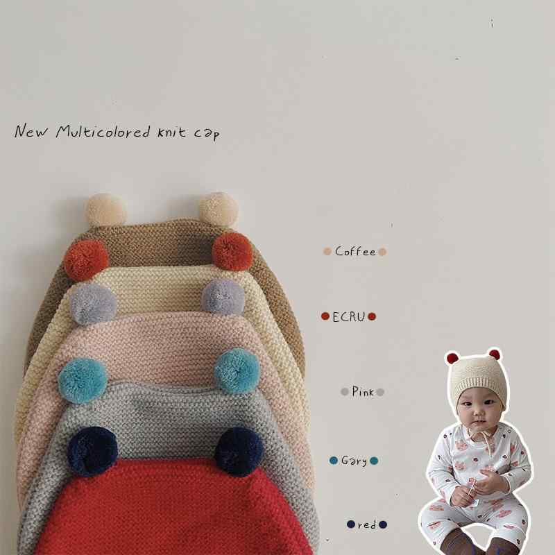 帽子 ハット キッズ 子供 おしゃれ ファッション 赤ちゃん品 幼児 ボール ニット 冬 かわいい ウール ..