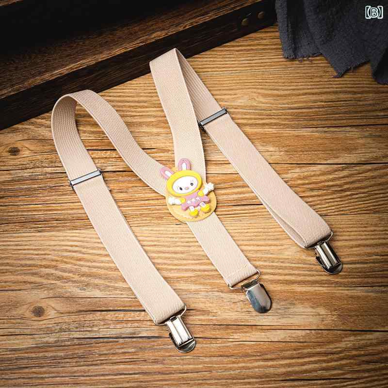 サスペンダー レトロ サスペンダー クリップ パンツ ズボン ベルト ユニセックス ショルダーストラップ 英国 PU 韓国 シンプル キッズ 子供 男の子 女の子 幅25cm