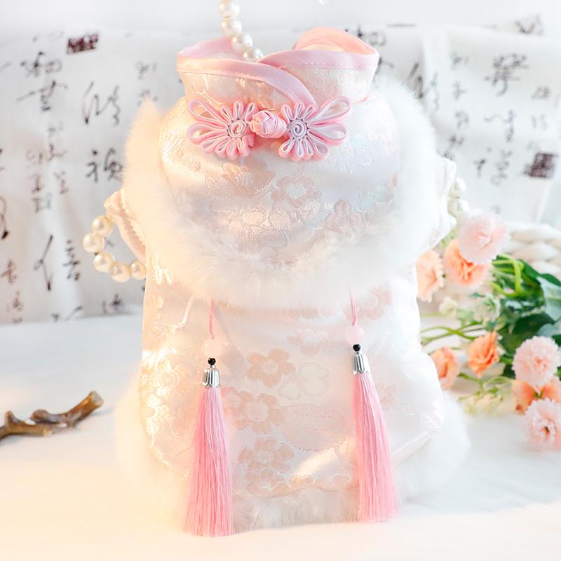 ペット品 洋服 ワンちゃん 猫ちゃん 中国風 ドレス チャイナドレス おしゃれ 犬服 厚手 秋冬服 猫 姫 ..