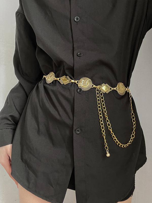 ウエスト チェーン ガーリー レディース レトロ メタル レディース エスニック 装飾 ベルト スカート ジーンズ ワンピース カジュアル