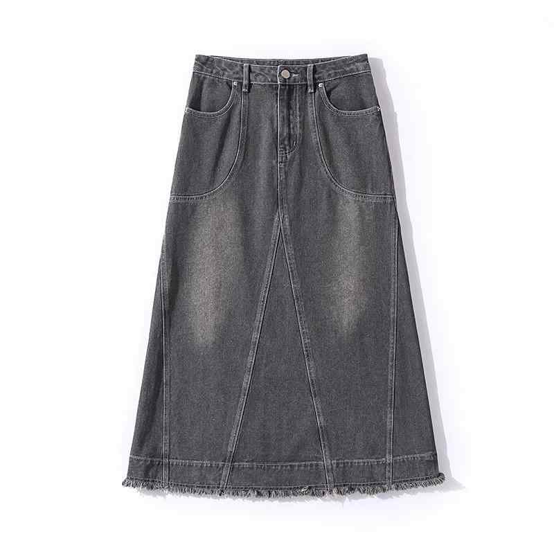 レディース Aラインスカート タイプAシルエット 綿 コットン 夏 ハイウエスト デニム生地 レトロ ヒップカバー スリム レディース 韓国