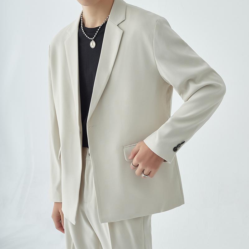 スーツ メンズ 秋 カジュアル 韓国 ジャケット セット 大きめサイズ メンズ おしゃれ ファッション フラットカラー ビジネス ポリエステル