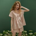 パジャマ レディース 宮殿風 半袖 ショートパンツレースフリル シフォン ルーム ナイト ホームウェア ガーリー 刺繡 かわいい リボン 前ボタン ゆるふわ 快適 着心地 トップス ボトムス 屋外着可 デート お泊り リラックス 入院 女子会 映え 美シルエット