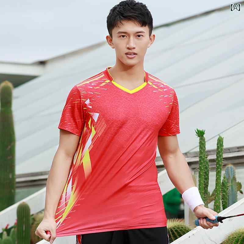 メンズ レディース バドミントン スーツ トップス ボトムス セット 夏 速乾 テニス 卓球 スポーツウェア 半袖