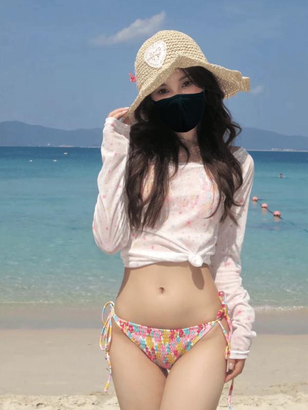 レディース 水着 プリント セクシー バスト パッド ビキニ 3点 カバーアップ セパレート リゾート 温泉 ワイヤー 胸パッドし