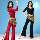 レディース ダンサー コスチューム 衣装 ベリーダンス 服 レディース 練習着 セット 夏 初心者 モーダル スリットパンツ スリム スーツ