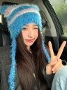 ニット帽 かわいい ストライプ 耳 ニット 帽子 ウサギ ぬいぐるみ 厚手 暖かい 耳保護 インバッグヘッド帽子 レディース