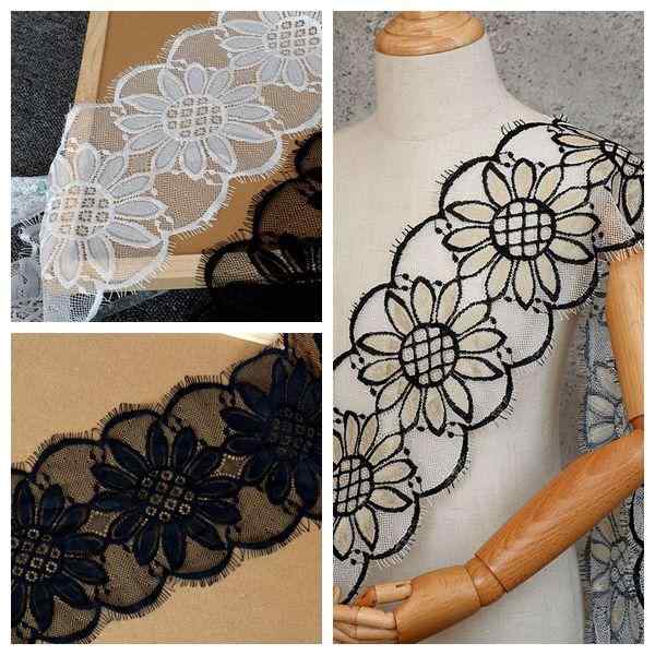 手芸 ハンドクラフト 材料 レース 生地 DIY アクセサリー 厚手 生地 まつげ 花 刺繍 衣装 カーテン 装飾 おしゃれ かわいい ひまわり フラワー