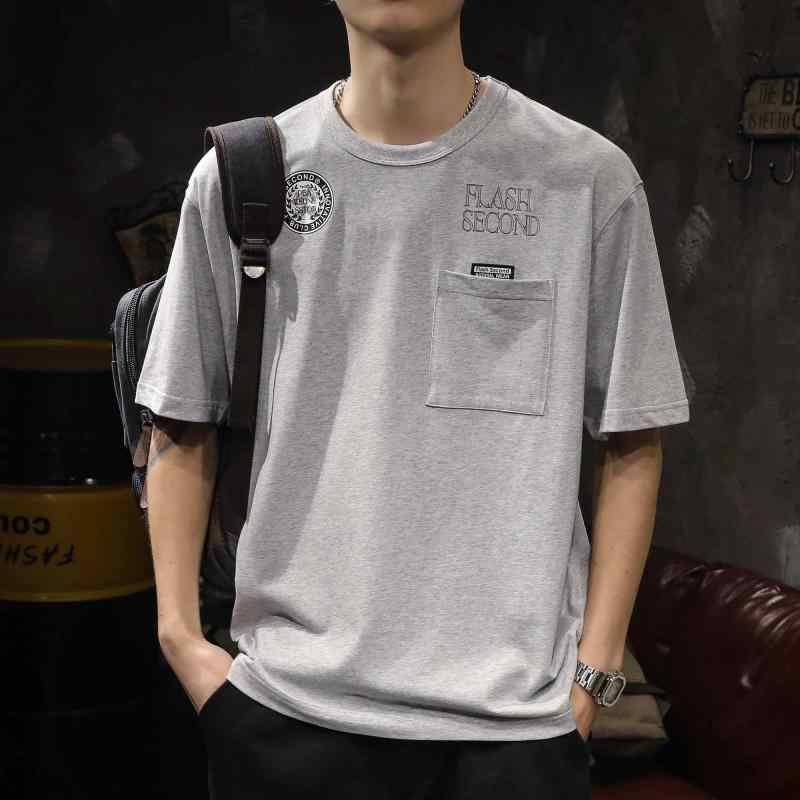 素色 - メンズ 半袖 Tシャツ 夏 ゆったり 大きめサイズ メンズ オーバーサイズ ラウンドネック 無地 綿 ファッション かっこいい カジュアル