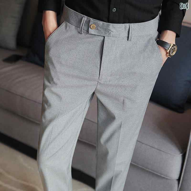 スラックス メンズ ストライプ 九分丈 スーツ パンツ 春秋 スリム スキニー ビジネス カジュアル ミディアム ローウエスト ストレッチ性 スリムフィット ファッション ズボン