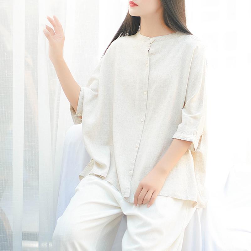 トップス エスニック ナチュラル リラックスフィット レディース 婦人服 瞑想 修道 瞑想服 シャツ ブラウス コットン ゆったり 長袖