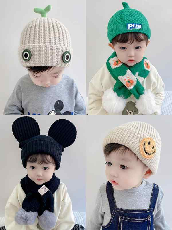 キッズ ベビー 帽子 ベビー 帽子 秋冬 韓国 かわいい かわいい 厚手 プルオーバー ニット 帽子 男の子 ..