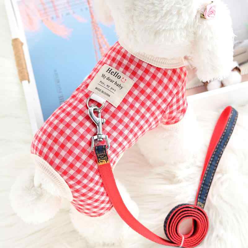 ペット ウェア 犬 猫 服 小型犬 チワワ ビション テディ 牽引ロープ 四本足 脱落防止 薄手 春秋冬 チェ..