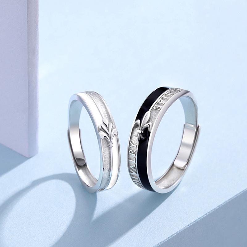 指輪 メンズ レディース シルバー ペアリング シンプル 中国 カップル リング アクセサリー ワンポイント 王女 騎士 開口部調節可能