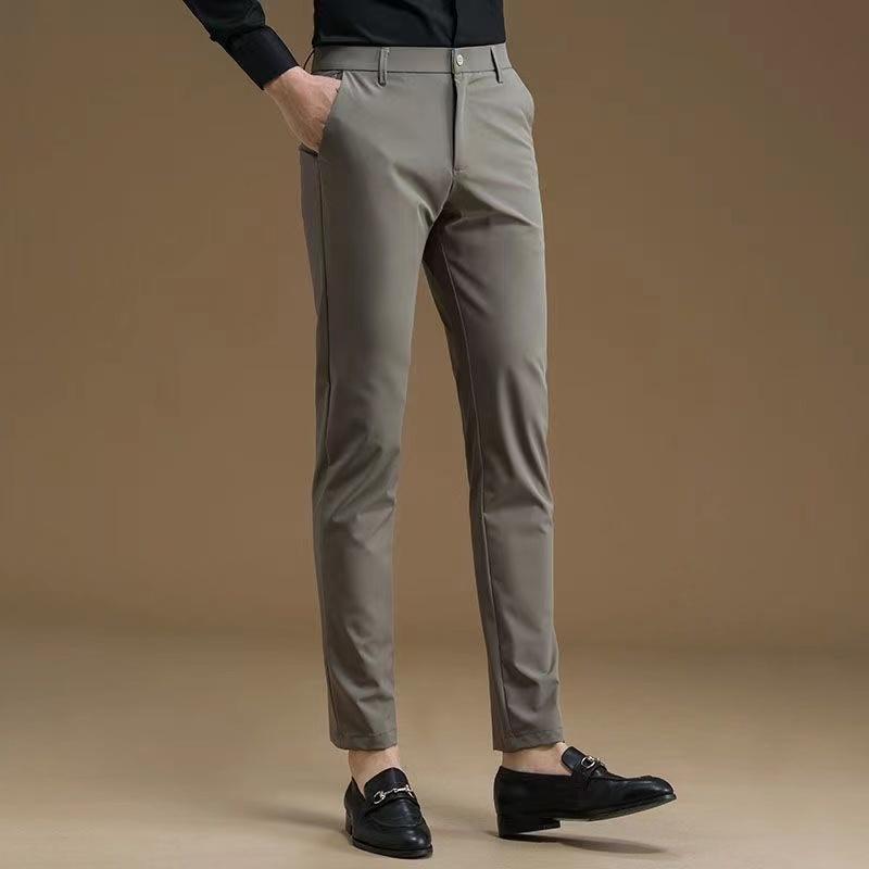 Skinney Pants - スラックス メンズ 夏 薄手 ビジネスカジュアル ストレッチ性 スリムフィット トップステッチ ロングパンツ テーパードパンツ しわ防止 メンズ ストレッチ ファッション ドレープ