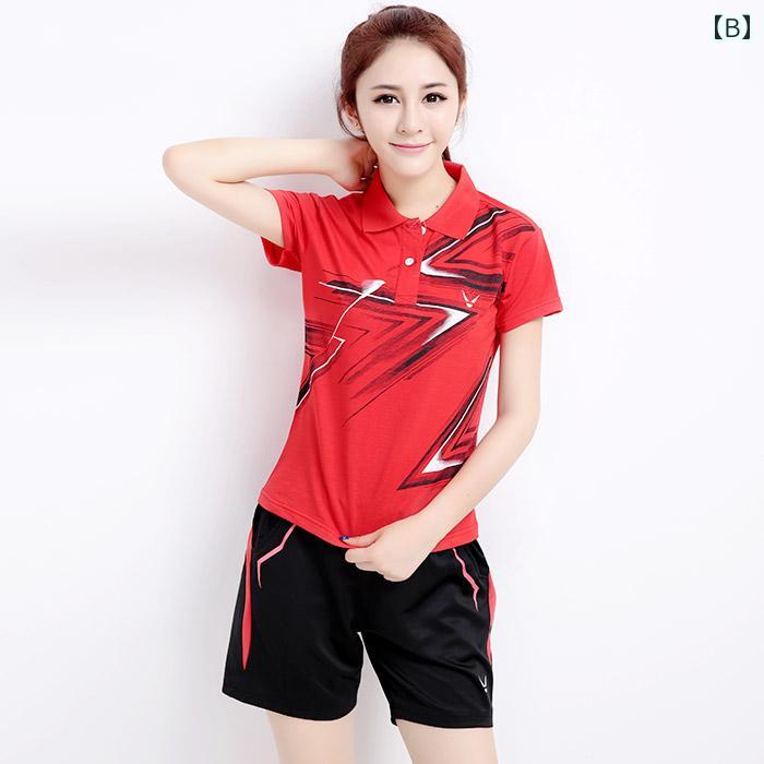 スポーツ トレーニング ファッション バドミントン スーツ メンズ レディース 半袖 キュロット 大人 カップル スポーツウェア 夏 速乾
