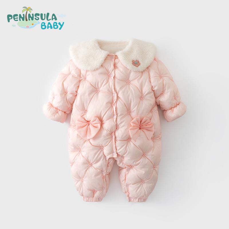 ベビー 子供服 赤ちゃん 新生児 冬 ボディスーツ 長袖 ロンパース もこもこ 暖かい かわいい おしゃれ 着やい 動きやい 防寒 韓国 外遊び 外出着 レジャー お祝い 誕生日 幼稚園 保育園