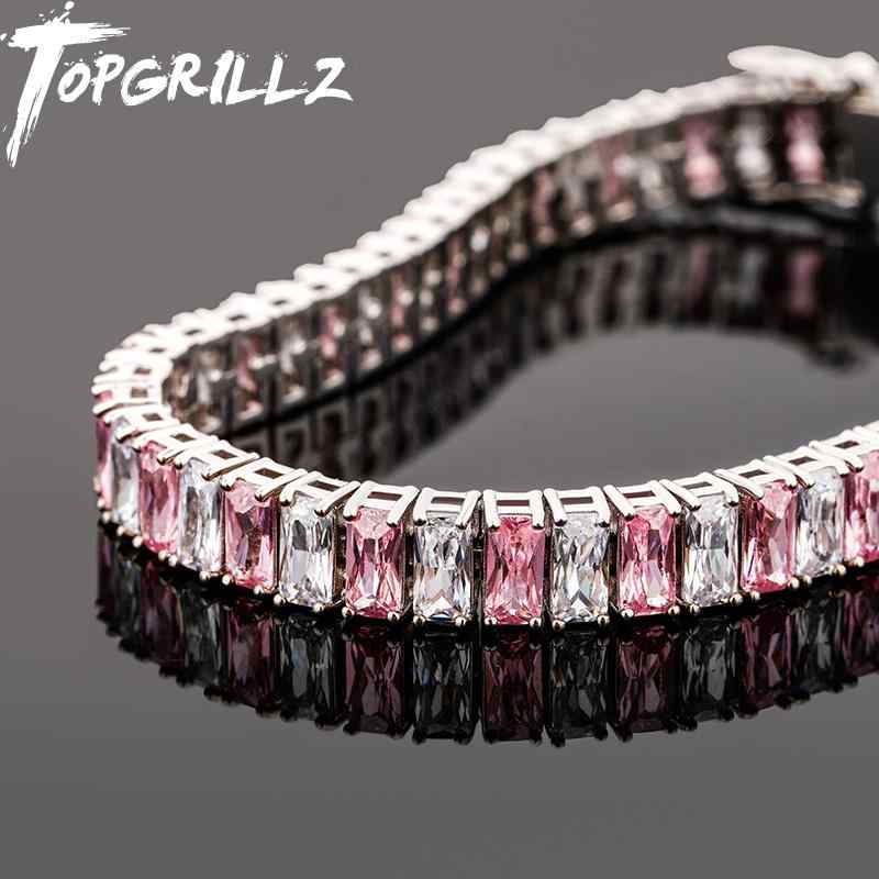 HIP HOP ジュエリー ユニセックス ストーン ブレスレット アメリカ 長方形 ヒップホップ シンプル メンズ レディース テニス チェーン ブレスレット カップル ギフト