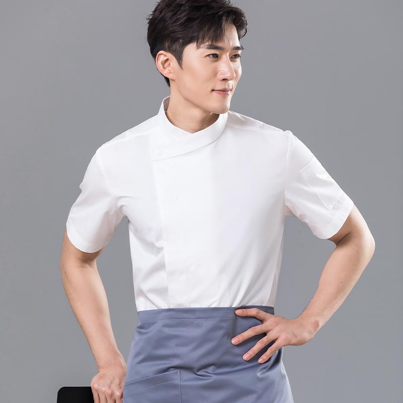 コックコート 厨房衣 メンズ 制服 ユニフォーム シェフ 料理人 パティシエ 作業着 半袖 夏服 ホテル レストラン キッチン 通気性