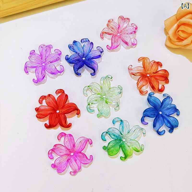 DIY アクセサリー 素材 ジュエリー パーツ 材料 グラデーション アイリス 花びら スルー ビーズ 装飾品 手芸 工芸