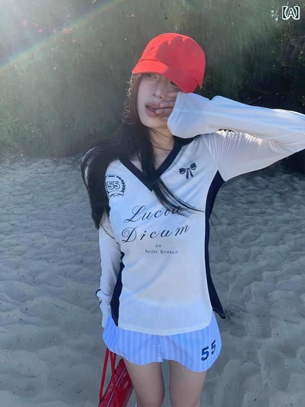 レディース 長袖 Tシャツ 薄手 トップス UV対策 レイヤード かわいい おしゃれ カジュアル 韓国 イベント フェス 日常着 衣装 レジャー ビーチ 女子会 デート アップ 快適コーデ