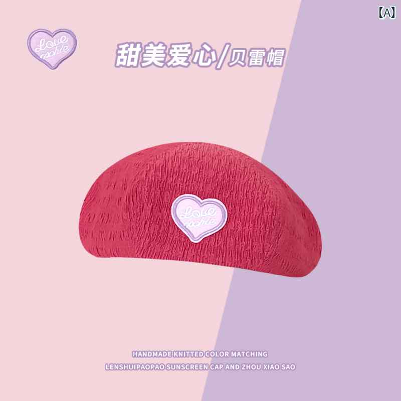 和菓子 ハート ベレー帽 レディース アクセサリー 春夏 薄手 かわいい オシャレ 快適 小顔 ペインター..
