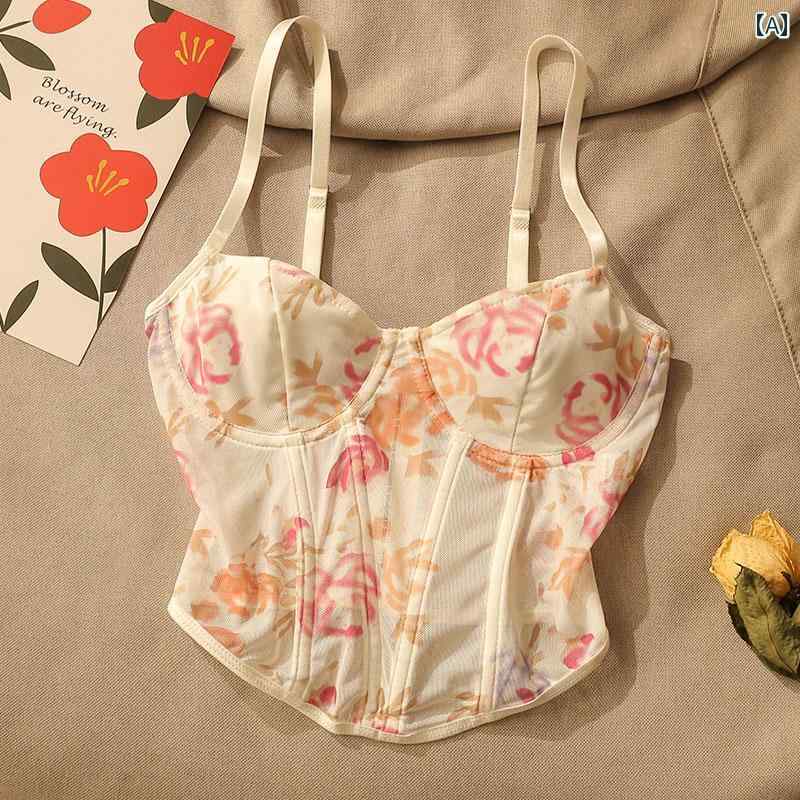 レディース 花柄 ビスチェ モテ服 セクシー お腹見せ レイヤード かわいい おしゃれ トップス 韓国 フェス パーティ お祝い アウトドア レジャー デート アップ