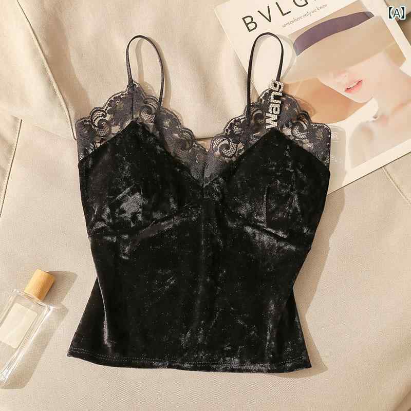 レディース 秋冬 ベルベッド キャミソール モテ服 セクシー お腹見せ レイヤード おしゃれ トップス 韓..