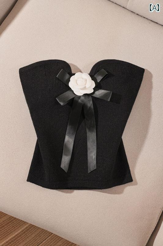 レディース 夏 椿チャーム チューブトップ モテ服 セクシー お腹見せ おしゃれ トップス 韓国 イベント フェス 普段着 い ダンス 衣装 コスチューム レジャー デート アップ 映え(4)