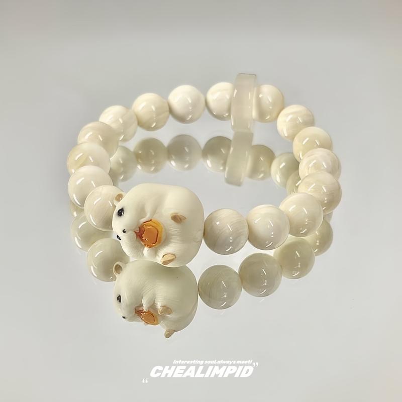 アクセサリー 小物 装飾品 おしゃれ かわいい ユニセックス カジュアル ビーズ ハムスター モチーフ 腕輪 ブレスレット