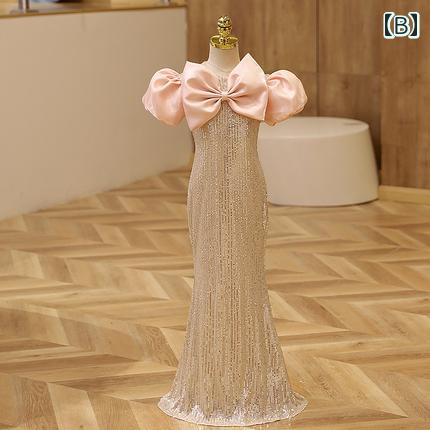 キッズ パーティードレス ジュニア ファッション 女の子 子供 イブニングドレス フ...