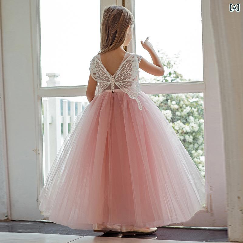 キッズ パーティードレス ジュニア ファッション 女の子 ロング イブニングドレス 演奏会 ドレス 誕生日 ふわふわ プリンセス フラワーガール ウェディング 衣装