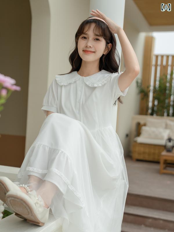 ワンピース レディース かわいいい 体型カバー 婦人服 ドレス シンプル ナチュラル フェアリー 森ガール 夏 ロマンティック